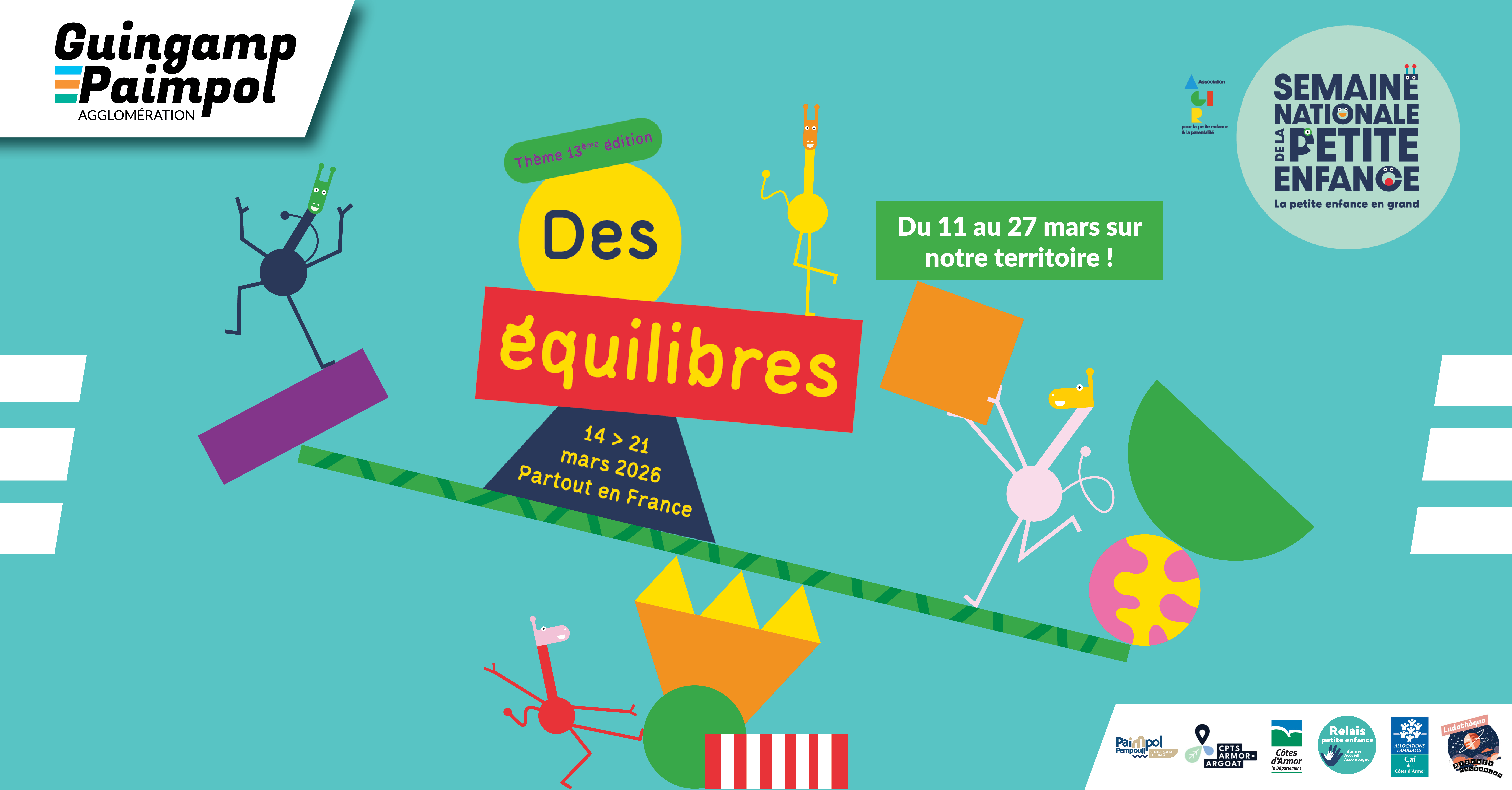 Visuel Semaine National de la Petite Enfance 2026 qui a pour thème "Des équilibres".